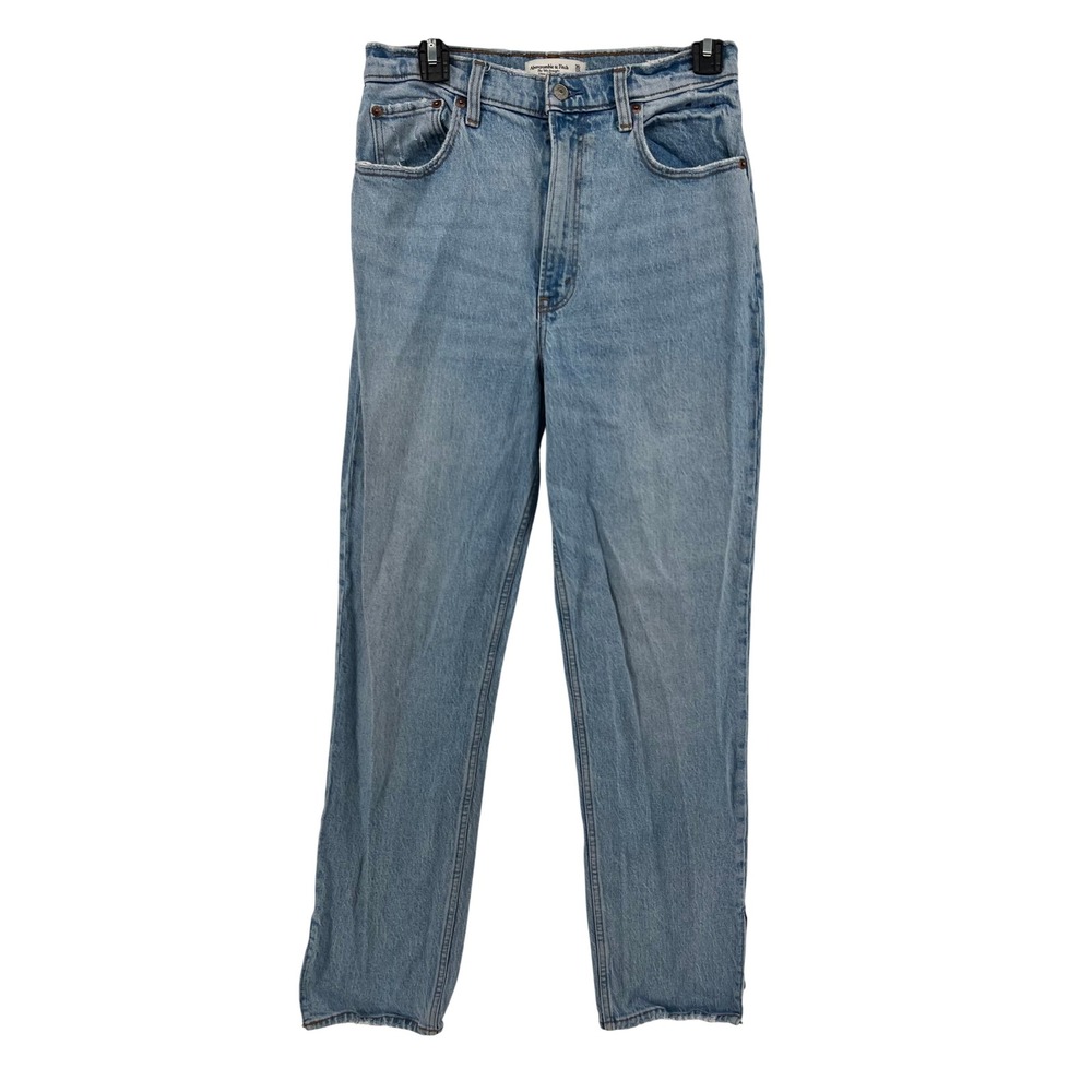Abercrombie Fitch The 90s Straight Ultra High Rise Curve Light Wash Jeans 10